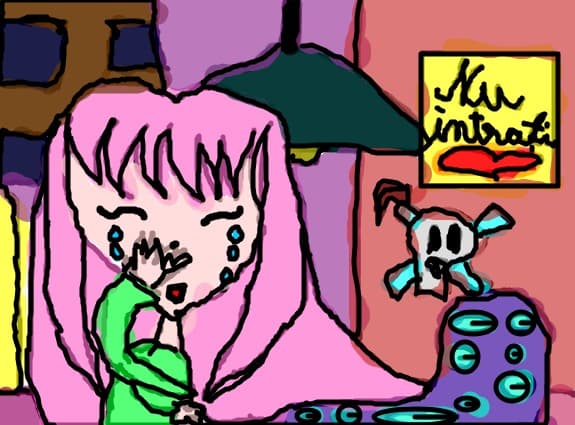 o  fata anime girl nu poate dormi de tristete