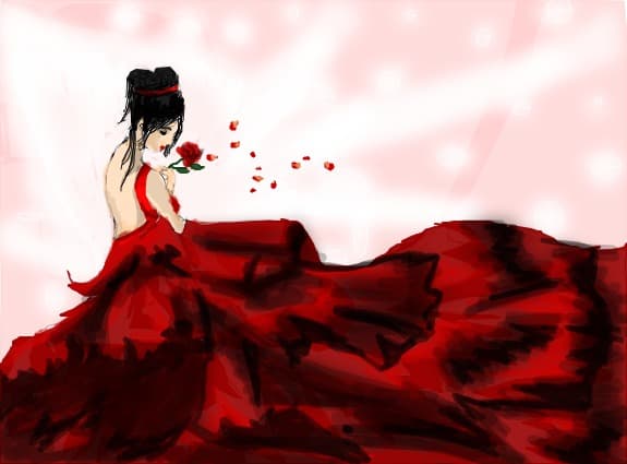 fallen red roses