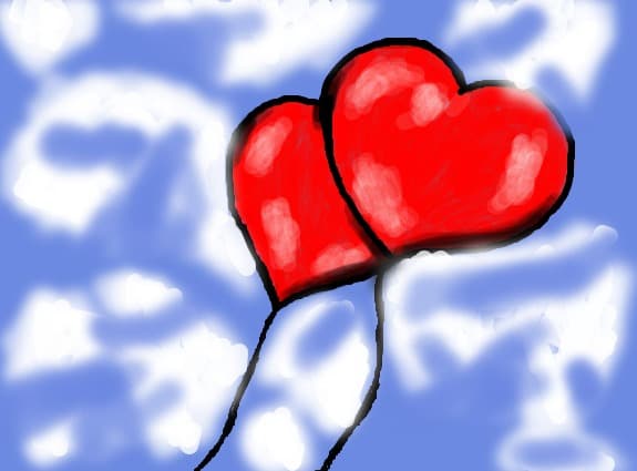 doua balonashe ;)) in forma de inimioare ... fiirar am folosyt si blur -_-\"
