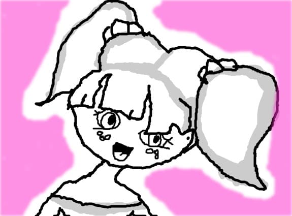 anime black, white and pink girl