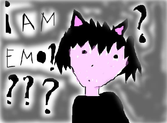 EMO kitty confused