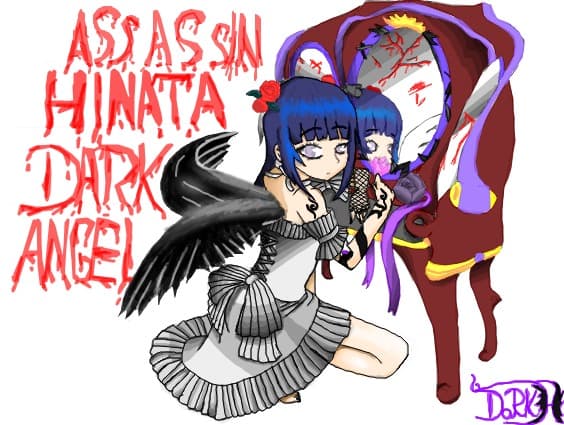 Hinata dark angel looking to the mirror and light angel into the mirror....