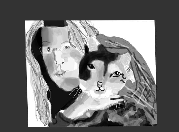 woman and cat