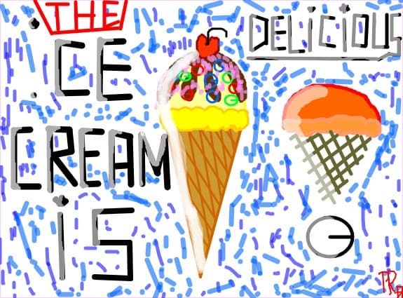 The ice cream is delicious!