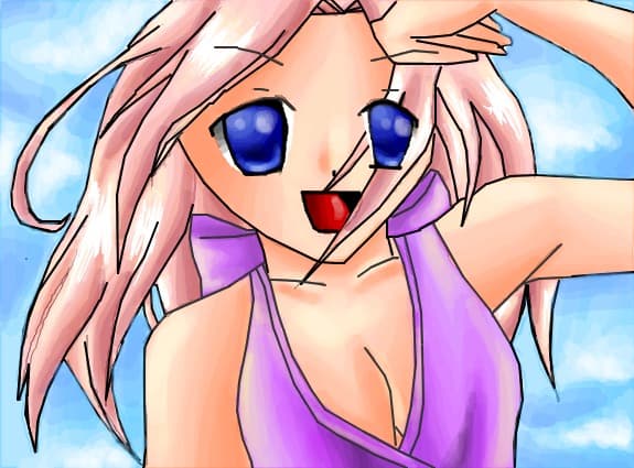 Anime girl beach
