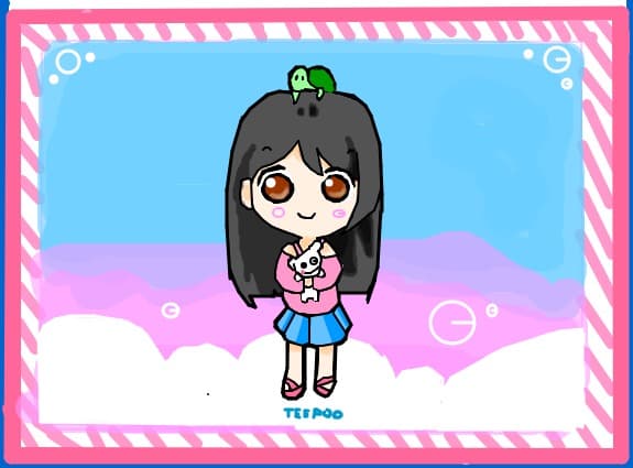 anime chibi girl pink