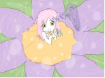 Anime girl in the flower