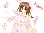 Anime girl with a teddy bear;x