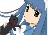 Anime girl and her kitty