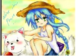 Konata -chan.. and sweet dogg!! :3 [ prima incercare de a o desena :))) ]