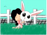 Little Girl and bunny toi
