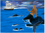 Mermaid looking at water ship