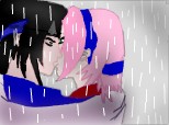 Sakura &  Sasuke Kiss in the rain