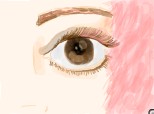 ochiul fetei cu parul roz