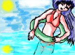 anime girl on the sea