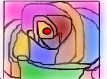 un  tabloun tablou  cu  un  trandafir  multicolor