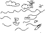 am uitat sa desenez spuma de pe mare si pasarile