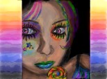 she lives in a colorful world.....with sadness on her face