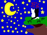 Doua pisici uitandu-de la luna
