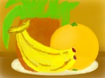 portocala, ananas, shi banane adik un platou q fructe