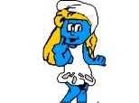 a girl in smurf