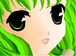 anime girl green :x
