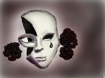 mask and black roses