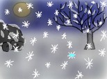 The moon and  the snowflakes...