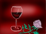 pahar cu vin si trandafir