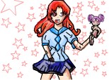 Anime school girl and fairy