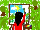 fata care picteaza in natura