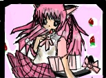 anime pink neko strawberry girl
