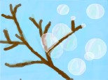 un fluturas format din baloane pe ramura unui copac