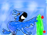 BLUE BIRD WITH SKATEBOARD
