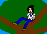 Sasuke intr-un copac de la scoala