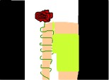 o parte din corpul corneliei cu un trandafir pe mana