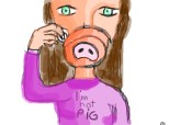 o fata care bea ceai dintro cana care are pe fund un rat de porc :D