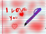 un stiluo si o foaie pe care scrie i love you