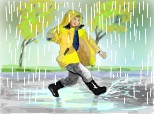 copil jucandu se  in ploaie
